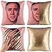 Mermaid Pillow Case Mermaid Pillow Cover Sequin Throw Pillow Case Decorative Color Change Cushion Cover Sofa Bedroom Car Kids 16 x 16 inches (Nicolas Cage A-Gold)