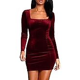 cailami Women's Sexy Bodycon Long Sleeve Velvet Elegant Mini Homecoming Party Dresses