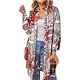Dokotoo Womens 2023 Summer Kimono Cardigans Floral Boho Beach Cover Up Button-Down Long Sleeve Shirt Blouses