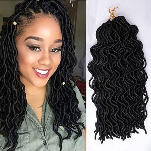 6Packs/lot 20inch Curly Faux Locs Soft Hair Wavy Faux Locs Braids Crochet Braiding Hair Braids Mambo Twist Hair Extension (black)