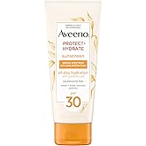 Aveeno Protect + Hydrate Moisturizing Sunscreen Lotion with Broad Spectrum SPF 30 & Prebiotic Oat, Weightless Sweat & Water-Resistant Full Body Sunscreen, Oxybenzone-Free, 3.0 fl. oz
