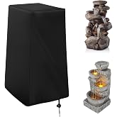 Garden Fountain Cover Outdoo Fountain Statue Protective Cover with Drawstring Waterproof Windproof Protector Cover (Black,23.8" L x 18" W x 40" H)