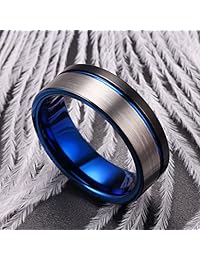 ?Pr0m0ti0n! Cl?aranc?!? Anillo de boda clásico de carburo de tungsteno para hombre y mujer, azul oro rosa negro