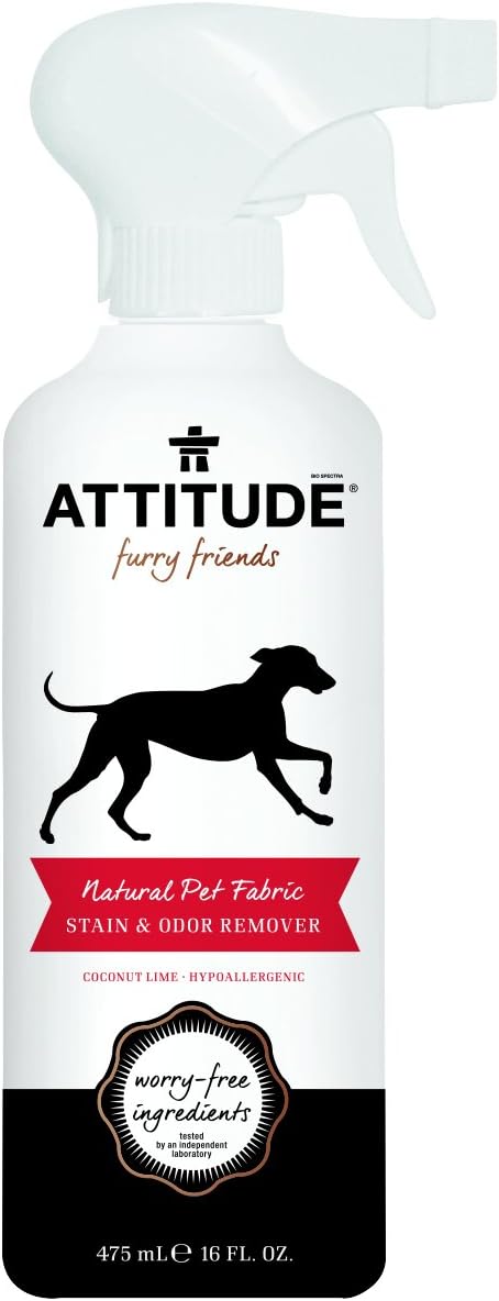 Attitude Natural Pet Fabric Stain And Odor Remover, Coconut Lime, 16 Fluid Ounce (626232825008)