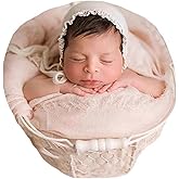 Ederafoto Newborn Photography Bonnet Props Baby Photo Posing Hat for Girls Photoshoots (White B)