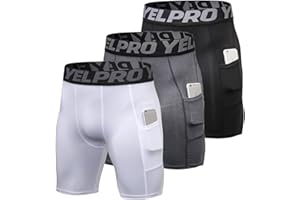 LEICHR 1/3 Pack Men Compression Shorts Spandex Running Athletic Baselayer Underwear Workout Training Shorts Pocket