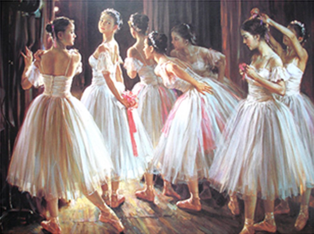 WOWDECOR Art Supplies Beautiful Ballet Girls DIY Paint by Numbers Kits 40 x 50cm with Painting Brushes Canvas (Framed)