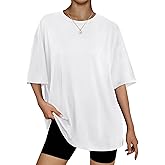 Phophila Womens Oversized Summer T Shirts Short Sleeve Fashion Casual Beach Vacation Clothes Plus Size Gym Workout Tee Tops