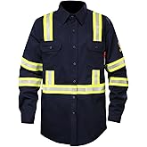 SKSAFETY 7oz FR Shirts for Men, Welding Shirt Hi Vis Flame Resistant 100% Cotton Fire Retardant Longsleeve Shirt CAT2
