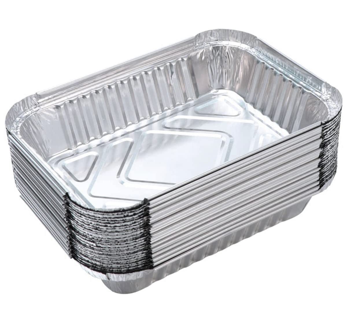 LATRAT Pack of 25 Aluminium Drip Trays, Grill Trays Disposable Aluminium Bowls without Lid for Remnants, Grills, Cakes, Fruit and Vegetables (21.6 x 14.7 x 3.5 cm)