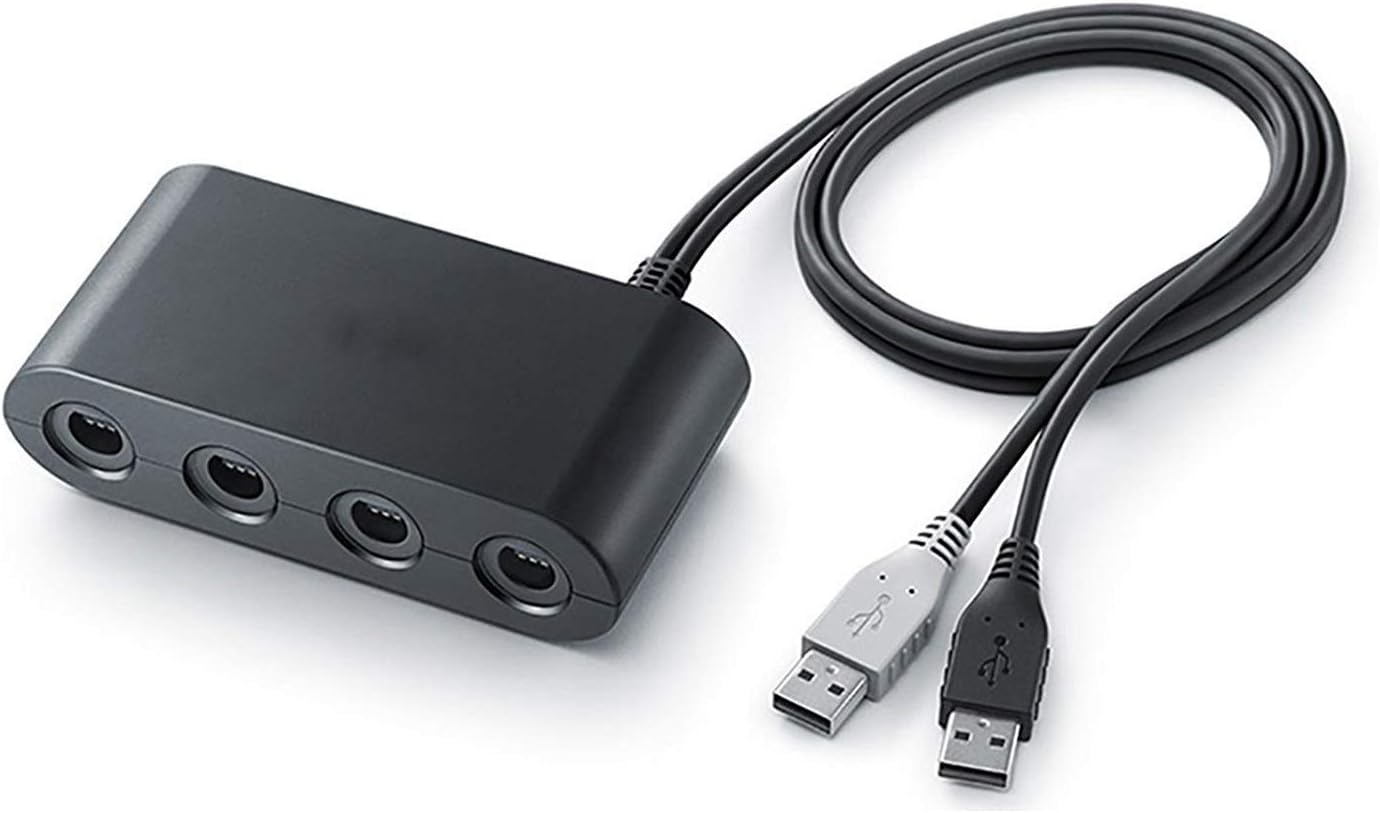 Adapter for Switch,Wii U Controller Adapter,4 Ports and No Need Driver, Updated Version Converter for Nintendo Wii U Super Smash Bros/Switch/PC/Mac, Black