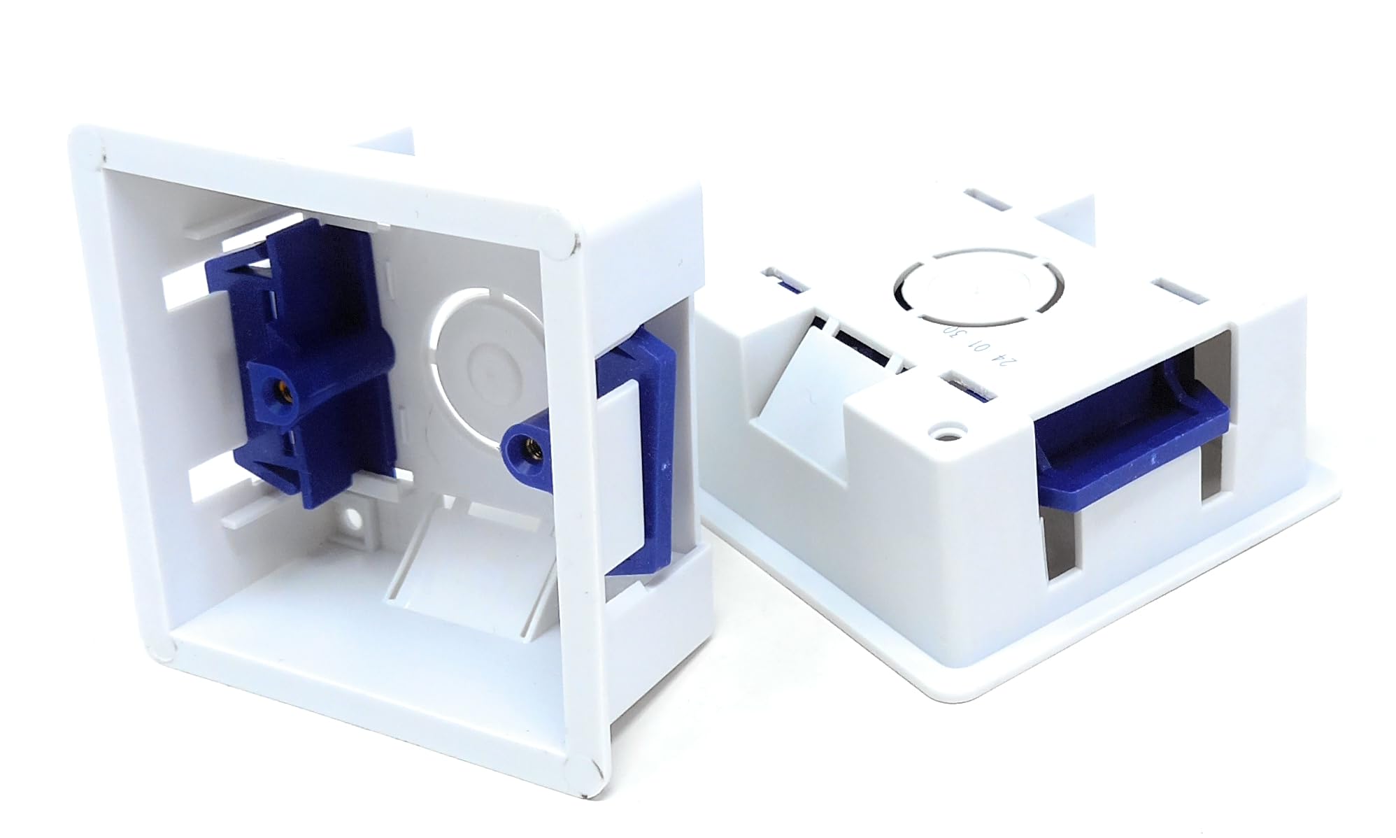 2pcs.1 Gang Dry Lining Back Plasterboard Surface Pattress Box with Adjustable Lugs 35mm Deep, for Faceplate Set of 2