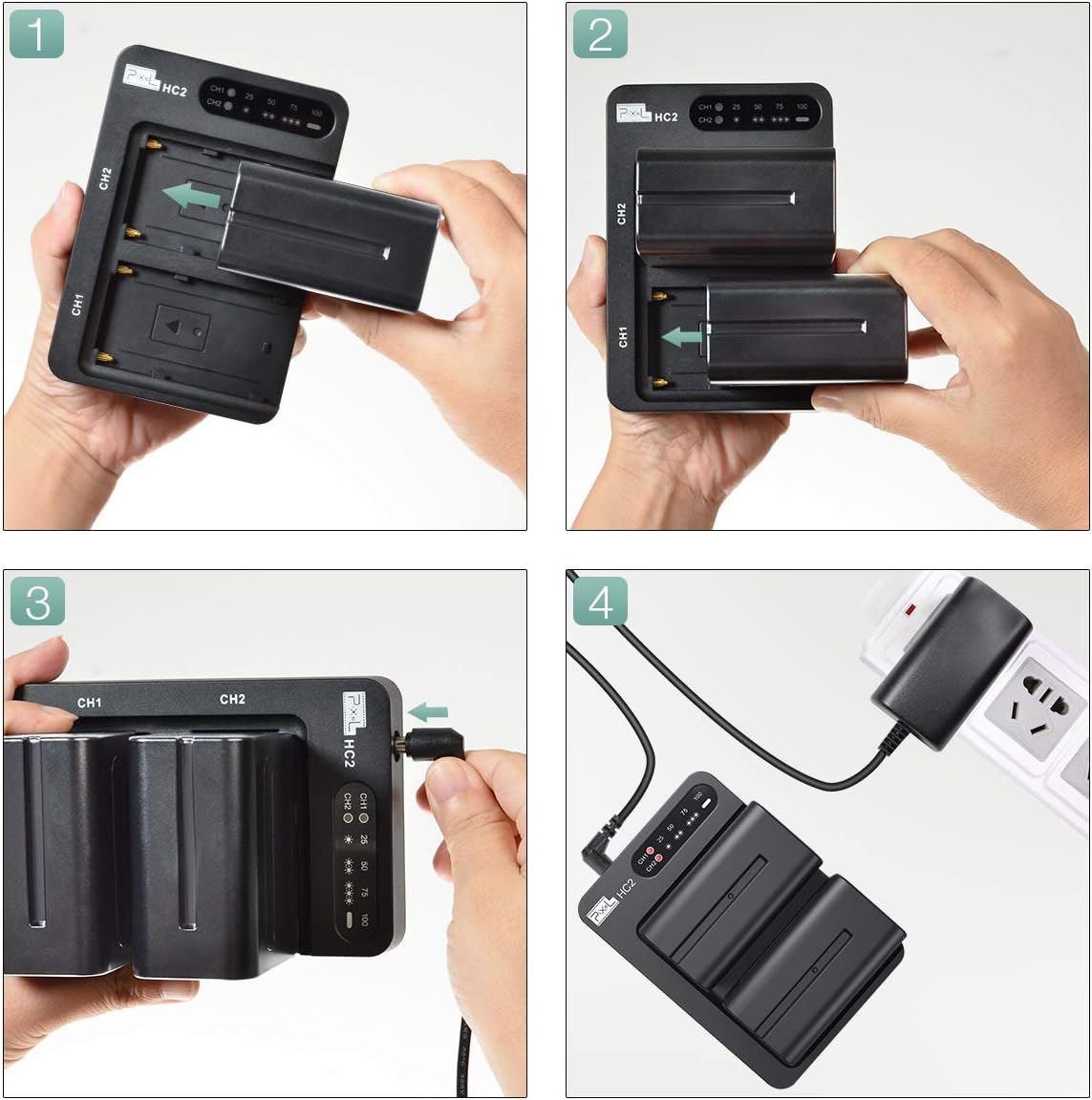 NP-F970 Battery and Charger, Pixel 2 Pack 8400mAh NP F970 Battery with 30W Dual Channel Charger for Sony NP F750, F550, F570 and Sony TR917, CCD-SC55, Fit for Pixel 60C Ring Light and K80 Video Light : Home Audio & Theater