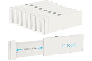 Vtopmart Drawer Dividers for Clothes 8 Pack, Adjustable 4" High Expandable from 11.3"-17" Dresser Drawer Organizer, Plastic Drawers Separators for Dresser, Baby Clothes, Kitchen and Office Storage