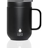 Ciups Smart Heated Coffee Mug, 16 oz, 4-Hour Battery Life, Cup Warmer, Self Heating, Temperature Control, LED Display, Black