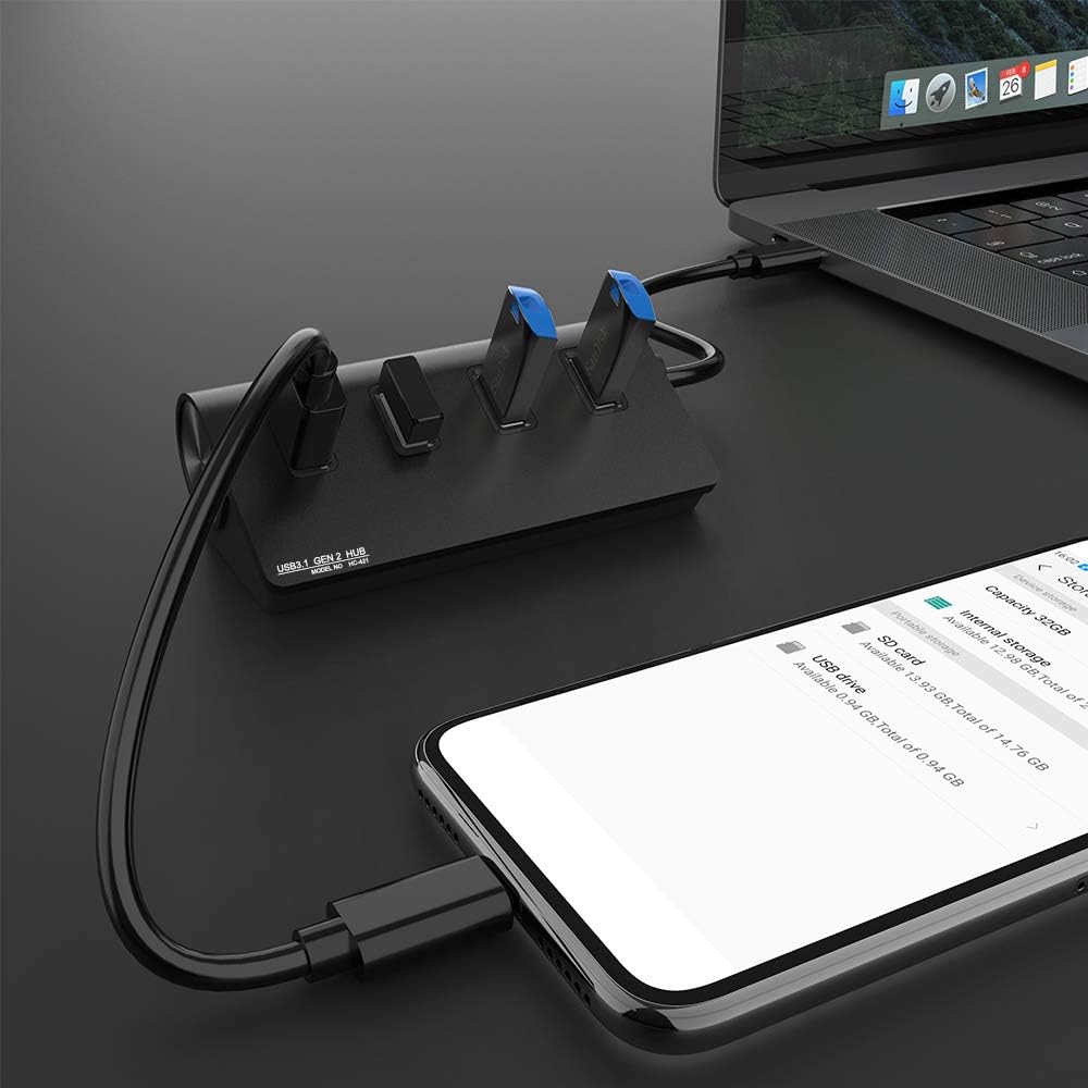 Eletrand Type C USB 3.1 Gen 2 Hub, 10 Gbps SuperSpeed Portable USB Hub Adapter with 4 USB 3.0 Ports & 15 cm USB Cable, for MacBook, Surface Pro, Laptop and More, Compatible with Windows/Mac/Linux: Computers & Accessories