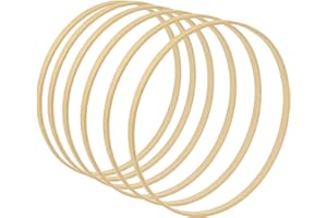 Framendino, 10 Pack Wooden Bamboo Hoop Rings Macrame Floral Hoop Rings Wreath for DIY Dream Catcher Wedding Wreath Decor and Wall Hanging Crafts