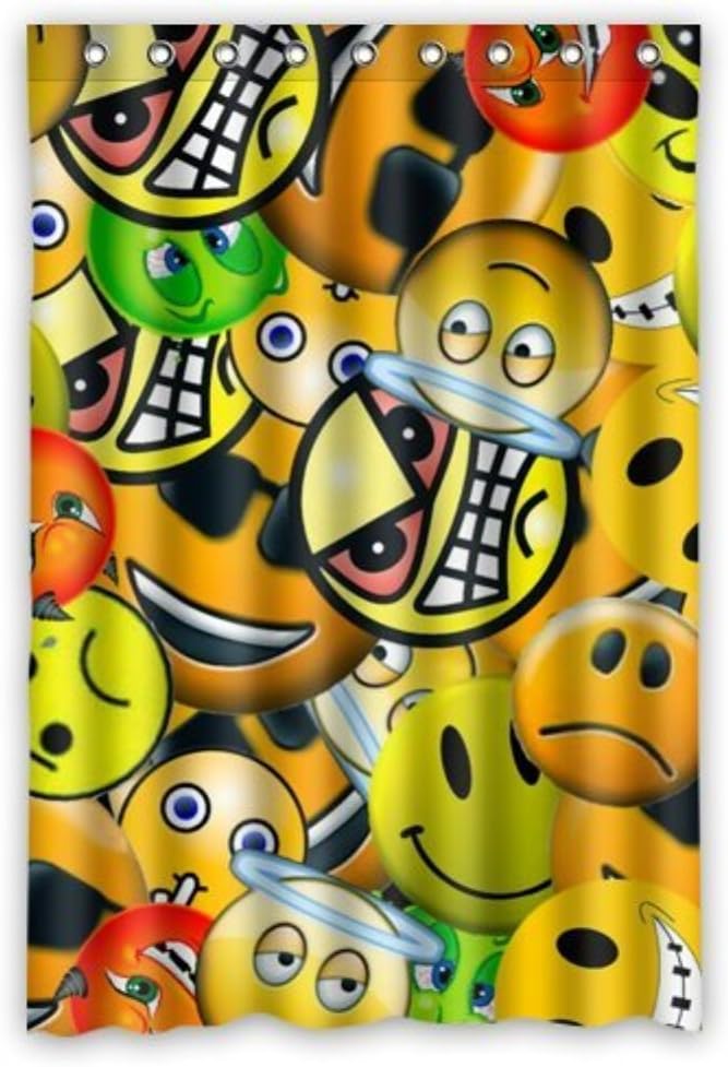 Ehome Custom Popular D Happy And Sad Smile Face Polyester Fabric Window Curtain 50 X84 One Piece Treatments For Room Amazon Co Uk Kitchen Home