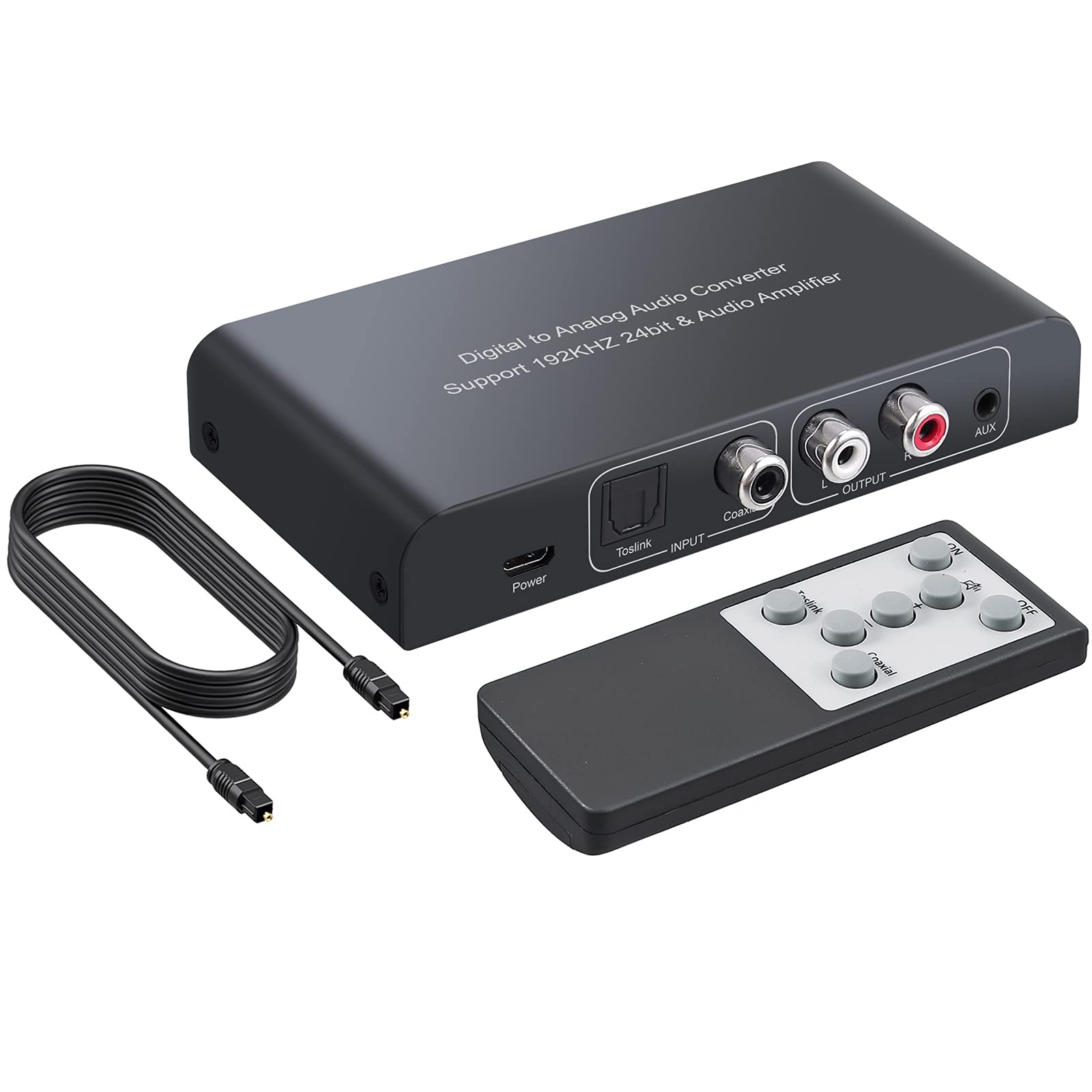 Photo 1 of PROZOR 192KHz Digital to Analog Audio Converter Digital Toslink Coaxial SPDIF Optical Input RCA 3.5mm Output Converter with Volume Adjustable Remote Control