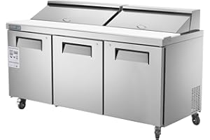 JINSONG 72" Refrigerator Sandwich & Salad Prep Table, Stainless Steel Refrigerated Food Prep Station, 20 cu. ft with Cutting Board and 18 Pans for Restaurants, Bar, Shops, etc