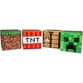 Minecraft 10-Inch Storage Set of 4 Bins | Includes Creeper, TNT, Grass, Crafting Table | Fabric Basket Container, Cubby Close