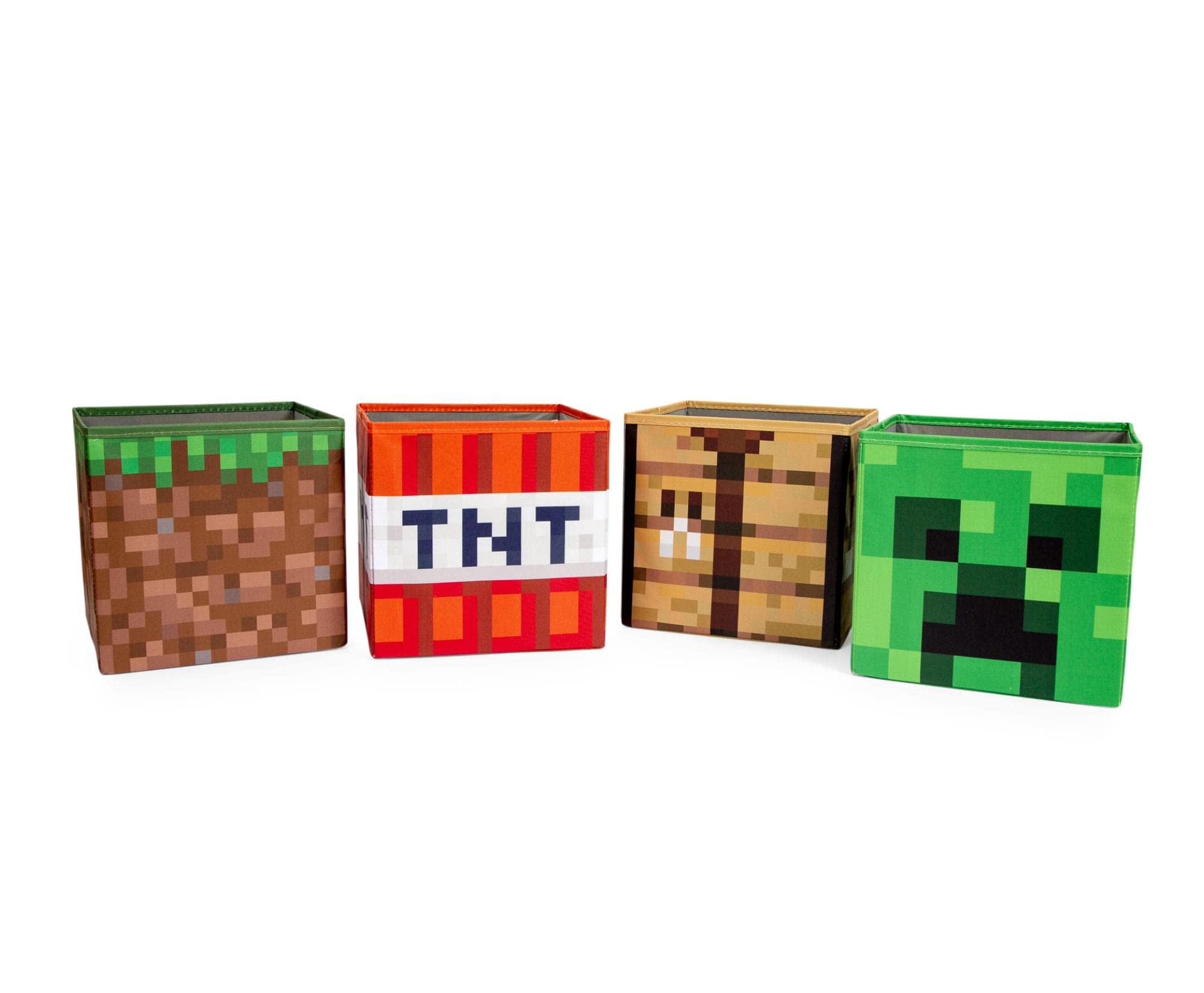 Ukonic Minecraft 10-Inch Storage Bin Organizer Set | Creeper, TNT, Grass, Craft Table