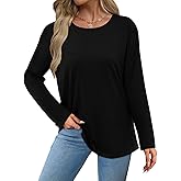 Elesomo Women's Tops Fall Crew Neck Long Sleeve Tshirts Shirts Casual 2025 Fashion Clothes Outfits