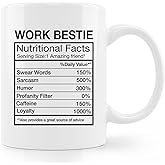uinwk Work Bestie Coffee Mug, Emotional Support Coworker, Funny Mugs For Coworkers, Work Friendship Gifts, Nutritional Facts Coffee Mug 11oz