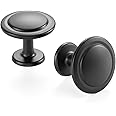 ASKANO Black, Round Kitchen Cabinet Knob ZK2409 | Pack of 10, Classic Pull Handle, Solid Hardware for Drawer, Dresser, Bathroom, Vanity, Furniture Door, Cupboard, Bedroom, Diameter: 1-1/4 Inch