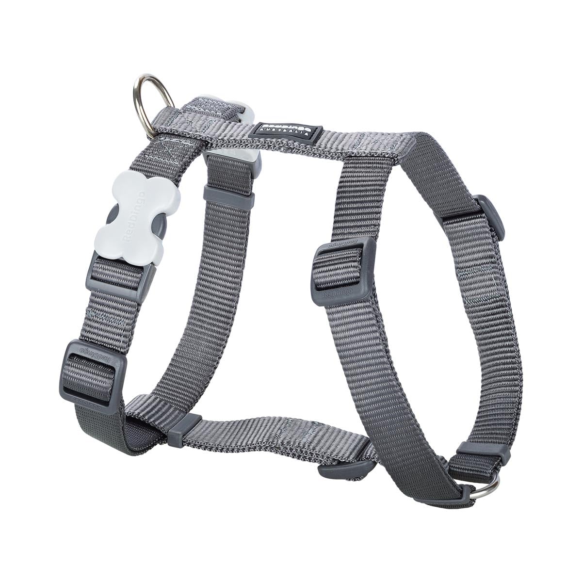 Red Dingo Classic Dog Harness Plain, Grey, X-Small 12mm