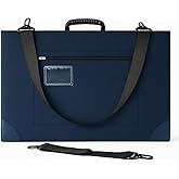 LUCstore Set Portfolio Folder for Artwork large size19Hx26Lx2,8W and A4 Zip Mesh Pouch , Blue Color 600D Oxford Large Portfolio Tote Bag , Shoulder & Handle Carry Art Bag with Pocket , Canvas Art Storage