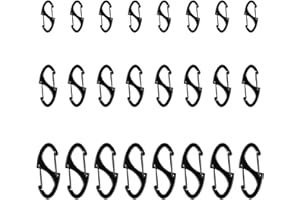 REWOALZX 24pcs Small Carabiner Clip, S Clips Dual Opening Design, Replacement Mini Carabiner Clip (Black, 3 Sizes)