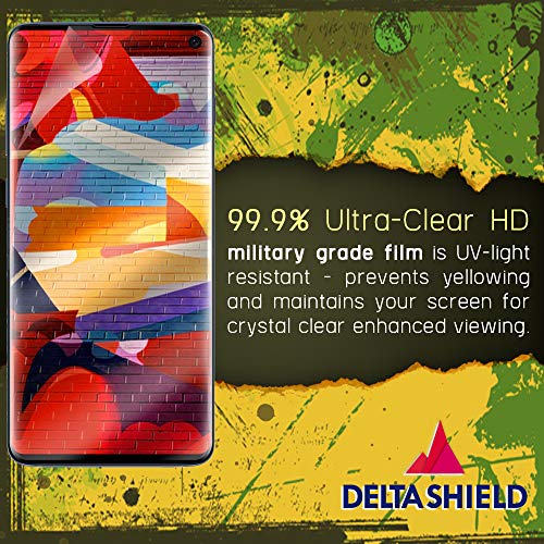 DeltaShield Screen Protector for Samsung Galaxy S10 (6.1 inch)(2-Pack)(Case Compatible Design) BodyArmor Anti-Bubble Military-Grade Clear TPU Film