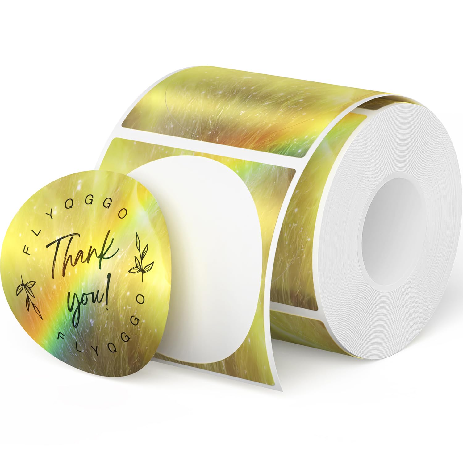 Photo 1 of 2-Inch Round Holographic Thermal Sticker Labels, with Rainbow Wave Deign, for Every Tags, Custom DIY Logo Applications, Waterproof and Tear-Resistant, No Residue Removable, Aurora Gold, 200pcs