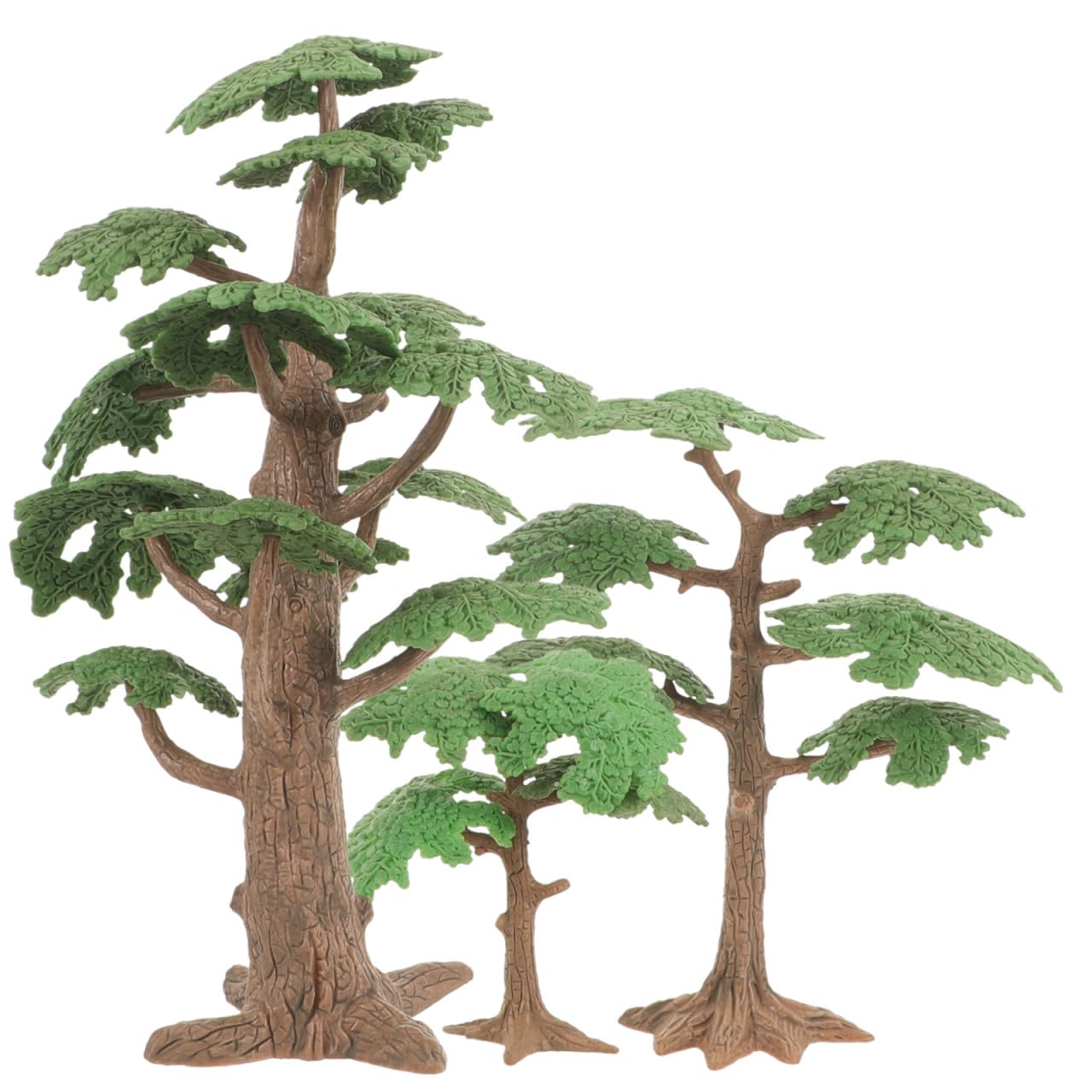 TEHAUX Artificial Trees Model (Mixed Sizes 10/17/24cm) 3PCS Realistic Simulated Pine with Textured Trunk Roots Diorama Trees for Railroad Scenes, DIY Micro Landscape Scenery Building Fairy Garden