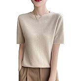 Women Cashmere Short Sleeve Sweater O-Neck Pullover Winter Cashmere Short Sleeve Shirt