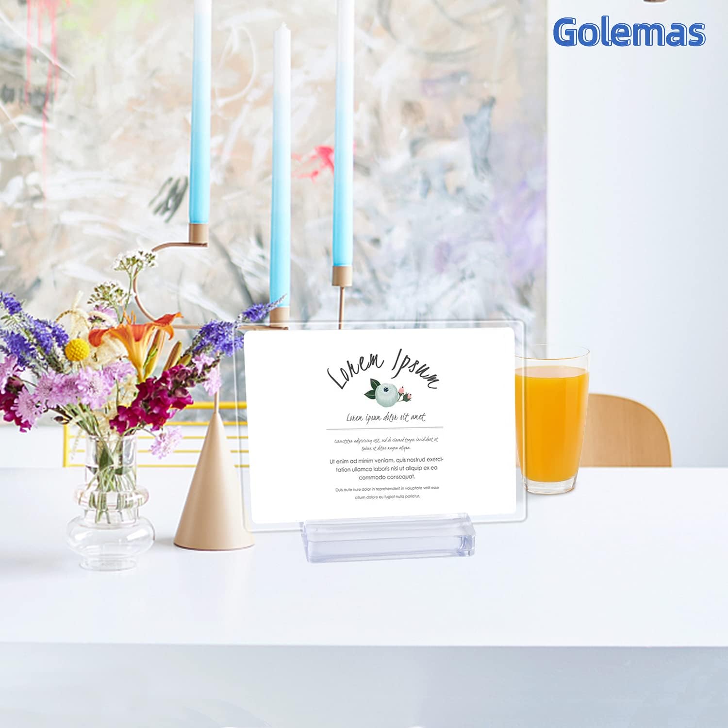 Golemas Clear Acrylic Sign Stand, Table Numbers Base Stand with Polished Edges, Wedding Sign Holders for Display, Place Card Slot Stand for Wedding/Meeting/Buffet/Restaurant/Trade Show. (Clear, 10packs) : Office Products
