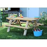 Lakeland Mills CFU232 Cedar Log 6-Foot Picnic Table with Attached Benches, Natural