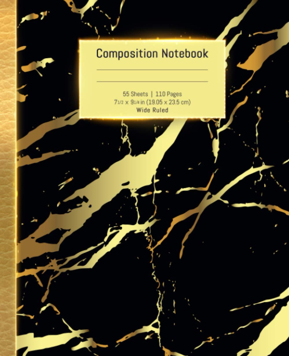 Composition Notebook: Golden Black Marble Primary Composition Notebook for Teen, Girls and Women - 110 Lined Paper Pages (Composition Notebooks)