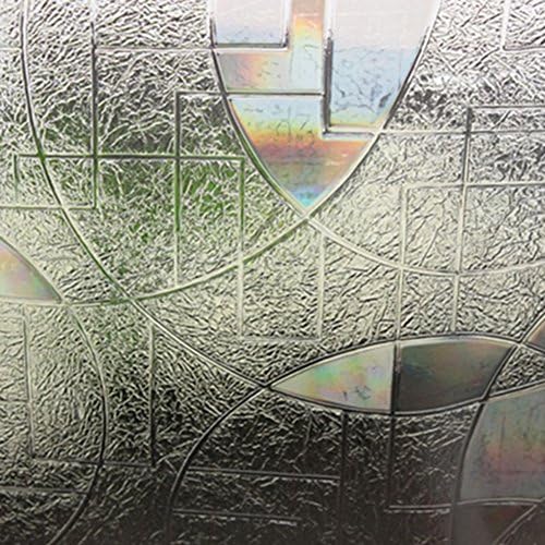 JackLook 90cm X 50cm 3D Static Cling Window Film Stained Glass Paper Frosted Art Decoration Self-Adhesive Window Film for Livingroom Decorative