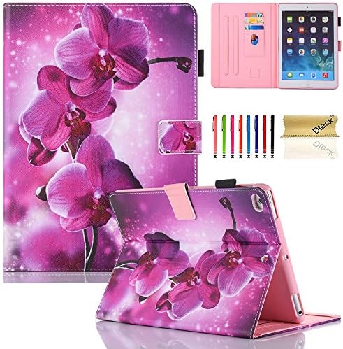 New iPad 2017 9.7 Inch Case/iPad Air 1st / 2rd Generation Case, Dteck PU Leather Smart Multi-Angle Stand Protective Cover Auto Wake/Sleep Feature Case for iPad 2017 9.7 Inch, iPad Air 1 2, Orchid