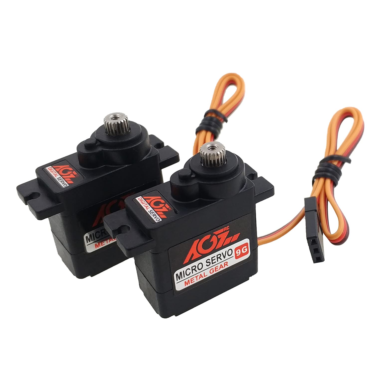 AGFRC 2PCS Micro 9g Servo Servo Motor Kit - Digital 11g Metal Gear Mini Servo for RC Helicopter Airplane Boat Controls, Control Angle 180°