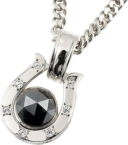 Amazon アトラス Atrus ネックレス メンズ Pt900 プラチナ 喜平用 ブラックダイヤモンド 馬蹄 ペンダント トップ キヘイチェーン シルバー925 ジュエリー 通販