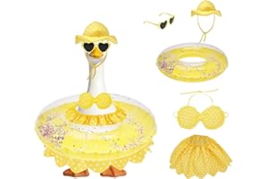 Porch Goose Outfits Summer, Hawaiian Bikini Porch Goose Outfit for 23" Cement Plastic Geese Statue Clothes Costumes with Swim