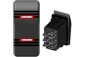 RWUJILONG Car-ling 7Pin Waterproof Rocker Switch Car-ling Rocker Switches On Off On DPDT Rocker Switches Red for Car Boat Marine RV SUV Caravans Truck Camper UTV etc
