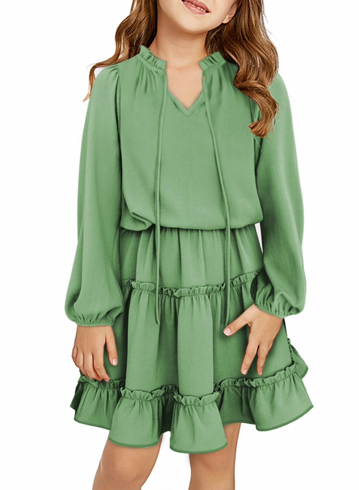 Girls Christmas Red Rainbow Dress - Long Sleeve Twirly Skater Party Dress For Holidays