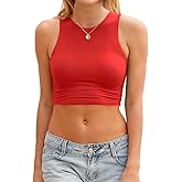 Abardsion Women’s Sexy Sleeveless Racerback Crop Top Classic Basic Double Layer Halter Tank Tops