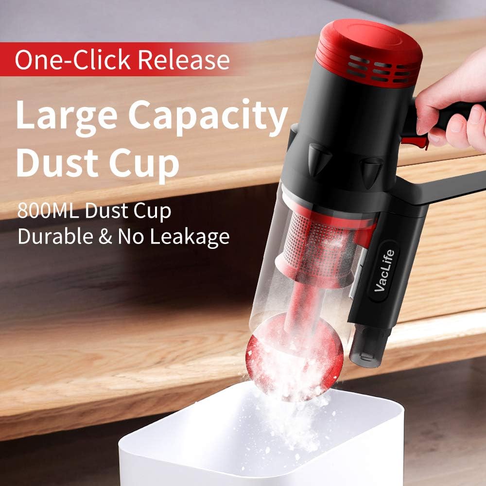 VacLife Stick Vacuum Cleaner - Corded 2 in 1, 4 Stages Filtration Powerful Vacuum Cleaner for Pet Hair with Washable HEPA Filter, Lightweight Vacuum with 3 Practical Tools for Hard Floor -