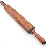 TUSIWIT Classic Sapele Wood Rolling Pin With Handles,Baking Wooden Rolling Pin （17''L x 1.77"W)
