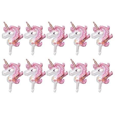 Baoblaze 10Stück Luftballons Mini Einhorn Muster Folie Ballone Helium-Ballons - Rosa, 28 x 22 cm